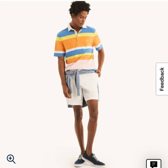 Nautica Men's Classic Fit Striped Rugby Polo Shirt XL Shrimp - Picture 14 of 14